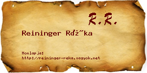 Reininger Réka névjegykártya